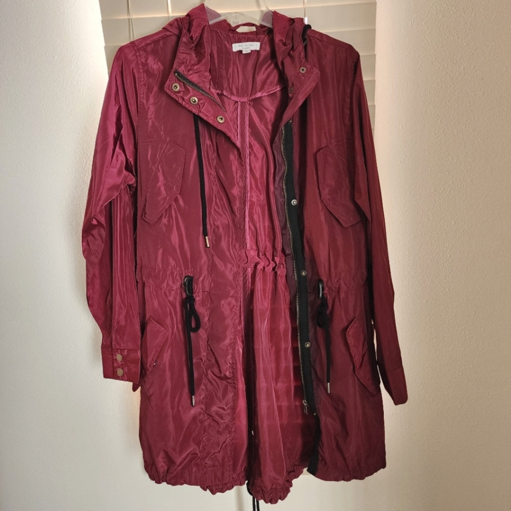 Blu Pepper Jacket day to day Hooded Raincoat Burgundy Women's Size Large